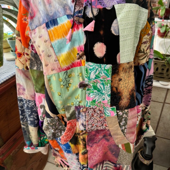 Hippie Patchwork Floral Embroidery Button Up Hooded Sweatshirt Size XXL - Picture 2 of 12